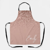 Girly Roze Goud Blush Roze Glitter Monogram Schort (Voorkant)