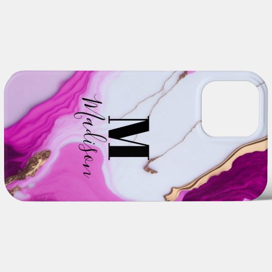 Girly roze goud druppelt witte marmer Case-Mate iPhone case (Achterkant (horizontaal))