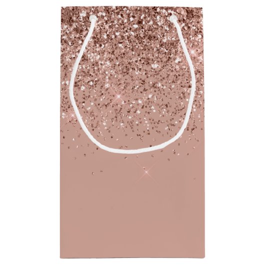 Girly Roze Goud - Roze Roze Glitter Monogram Klein Cadeauzakje (Achterkant)