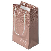 Girly Roze Goud - Roze Roze Glitter Monogram Klein Cadeauzakje (Voorkant Gekanteld)