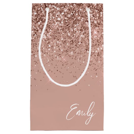 Girly Roze Goud - Roze Roze Glitter Monogram Klein Cadeauzakje (Voorkant)