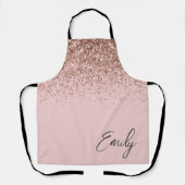 Girly Roze Goud Roze Roze Glitter Monogram Schort (Voorkant)