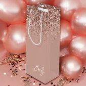 Girly Roze Goud - Roze Roze Glitter Monogram Wijn Cadeautas