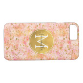 Girly Roze Goud Waterverf Confetti Monogram Case-Mate iPhone Case (Achterkant (Horizontaal))