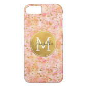 Girly Roze Goud Waterverf Confetti Monogram Case-Mate iPhone Case (Achterkant)