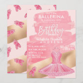 Girly Roze Gouden Ballerina Brushstrokes Verjaarda Kaart (Voorkant / Achterkant)