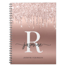 Girly Roze Gouden Glitter Druppels Initiaal Letter