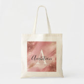 Girly Roze Gouden Glitter Monogram Tote Tas – Op M (Voorkant)