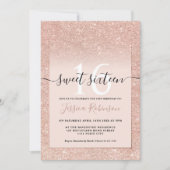 Girly roze gouden glitter ombre roze chic Sweet 16 Kaart (Voorkant)
