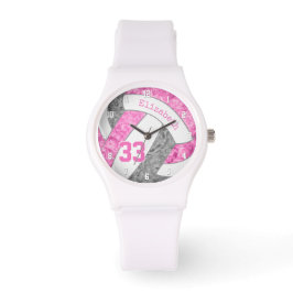 Girly roze grijs aangepaste sport volleybal horloge