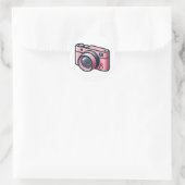 Girly Roze & Grijs Camera Fotografie Gepersonalise Ronde Sticker (Tas)