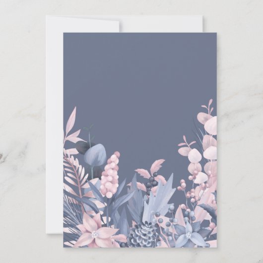 Girly Roze & Grijs Winterloof Kerstfeest I Kaart (Achterkant)