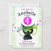 Girly Roze Groen Zwart Kattenpoot Glitter Waterver Kaart (Voorkant)