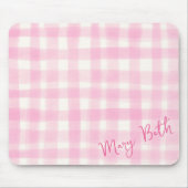 Girly Roze Hand-getrokken Aquarel Rustic Gingham Muismat (Voorkant)