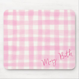 Girly Roze Hand-getrokken Aquarel Rustic Gingham Muismat