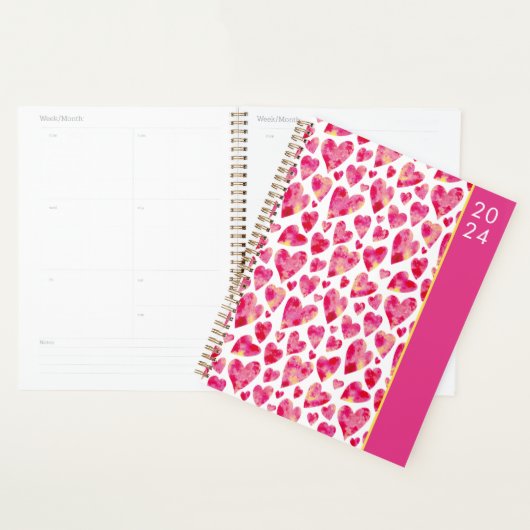 Girly roze hart 2024 planner (Display)