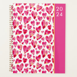 Girly roze hart 2024 planner