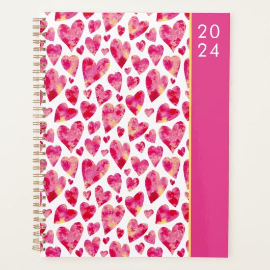 Girly roze hart 2024 planner (Voorkant)