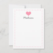 Girly Roze Hart Gepersonaliseerde briefpapier Kaart (Voorkant)