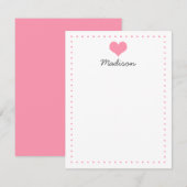 Girly Roze Hart Gepersonaliseerde briefpapier Kaart (Voorkant / Achterkant)