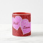 GIRLY ROZE HART RODE GLITTER MOK (Midden)