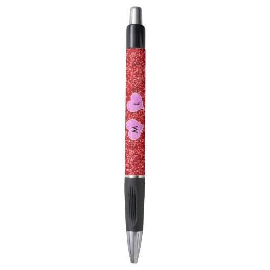 GIRLY ROZE HART RODE GLITTER PEN (Voorkant Verticaal)
