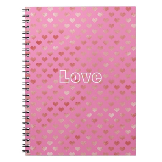 Girly Roze Harten Ombre Notitieboek (Voorkant)