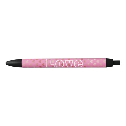Girly Roze Harten Ombre Zwarte Inkt Pen (Voorkant)