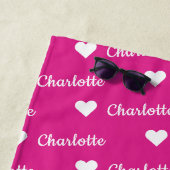 Girly Roze Herhalende Naam Script Hart Strandlaken (In situ)