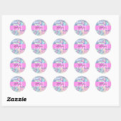 Girly roze holografische iriserende monogram naam ronde sticker (Vel)