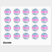 Girly roze holografische iriserende monogram naam ronde sticker (Vel)