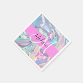 Girly roze holografische iriserende monogram naam servet (Hoek)