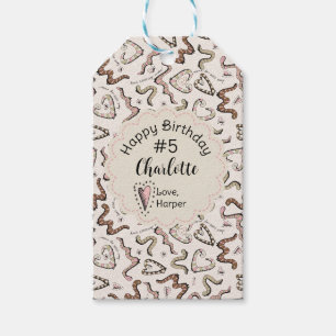 Girly Roze Insecten Hart Worm-ing Wensen Verjaarda Cadeaulabel