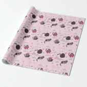 Girly Roze Kat Liefde Kittens en Yarn Tangle Kinde Cadeaupapier (Uitgerold)