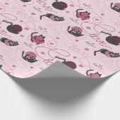 Girly Roze Kat Liefde Kittens en Yarn Tangle Kinde Cadeaupapier (Hoek)