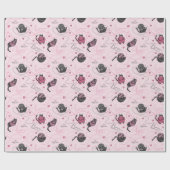 Girly Roze Kat Liefde Kittens en Yarn Tangle Kinde Cadeaupapier (Vlak)