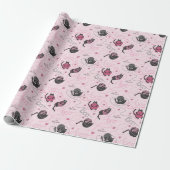 Girly Roze Kat Liefde Kittens en Yarn Tangle Kinde Cadeaupapier (Uitgerold)