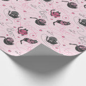 Girly Roze Kat Liefde Kittens en Yarn Tangle Kinde Cadeaupapier (Hoek)