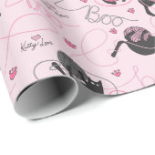 Girly Roze Kat Liefde Kittens en Yarn Tangle Kinde Cadeaupapier (Rol Hoek)