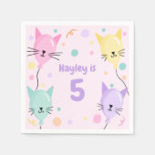 Girly Roze Kitten Kattenballon Kids Verjaardagsfee Servet (Voorkant)