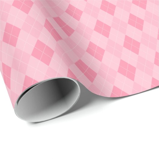 Girly Roze Kleine Argyle Diamant Patroon Cadeaupapier (Rol Hoek)