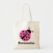 Girly roze ladybug canvas tas | Cute ladybird desi (Voorkant)