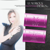 Girly Roze Lila Shimmer Sparkle Diamonds Monogram Visitekaartje