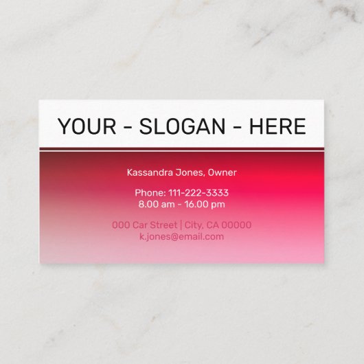 Girly Roze Logo Sjabloon Kleurverloop Ombre Cool Visitekaartje (Achterkant)