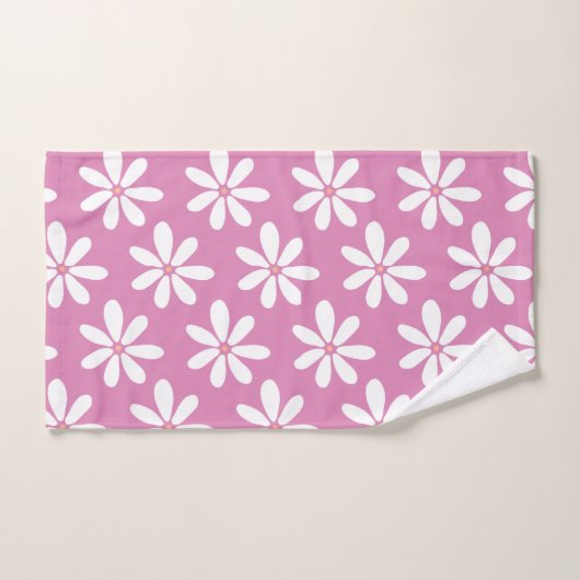 Girly roze madeliefje modern bad handdoek (Handdoek)