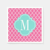 Girly Roze Marokkaanse Tegels Lattice Gepersonalis Servetten (Voorkant)