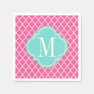 Girly Roze Marokkaanse Tegels Lattice Gepersonalis Servetten