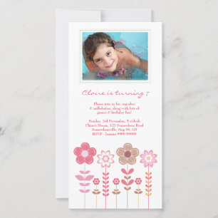 Girly Roze Meisjes Verjaardag Fotokaart Sjabloon