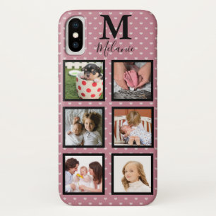 Girly Roze Micro Harten 6 Foto & Monogram Case-Mate iPhone Case