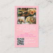 Girly roze minimalistische bloemist foto's qr code visitekaartje (Achterkant)